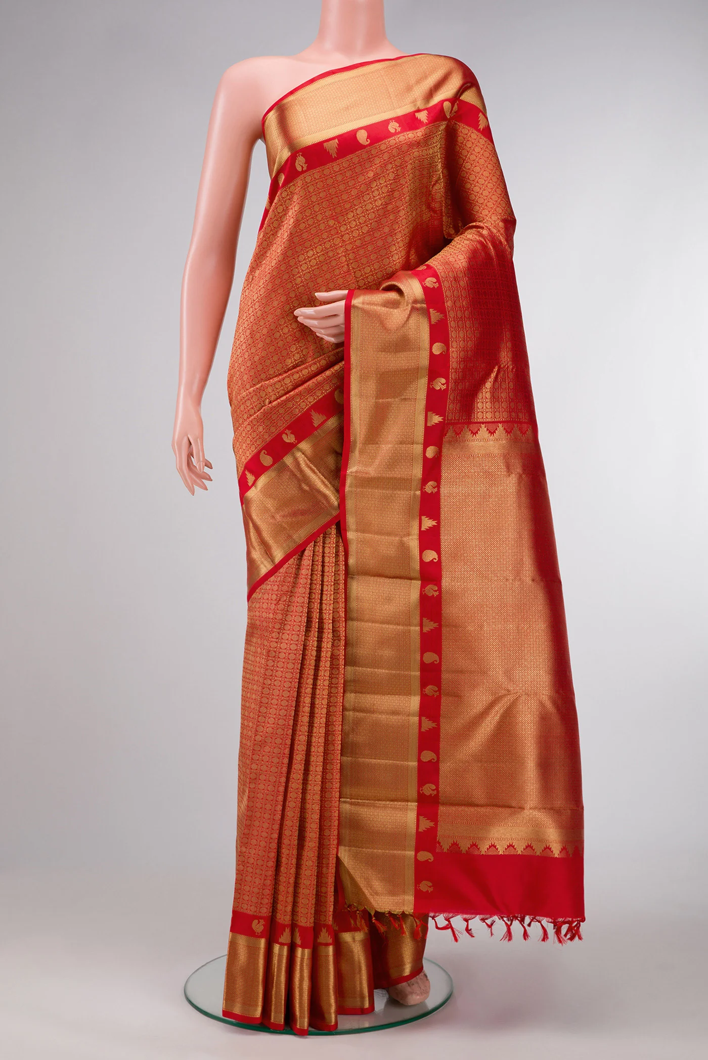 Pure Silk Pure Zari Red Kanjivaram Saree