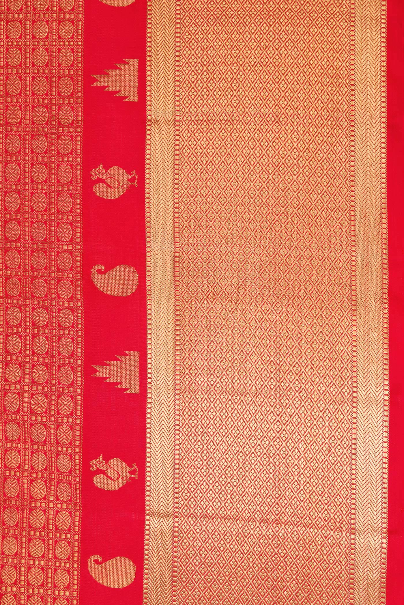 Pure Silk Pure Zari Red Kanjivaram Saree - Image 3