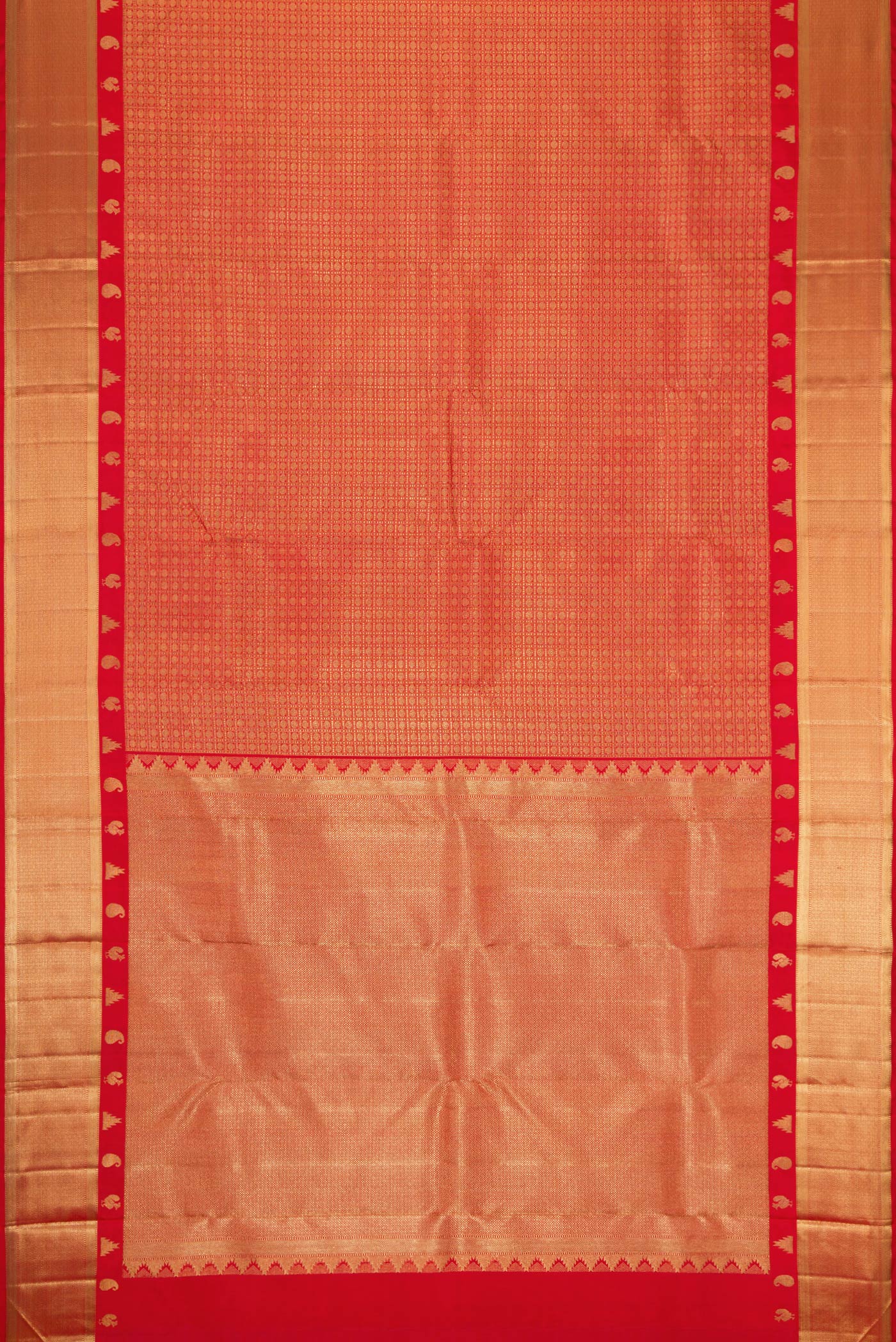 Pure Silk Pure Zari Red Kanjivaram Saree - Image 6