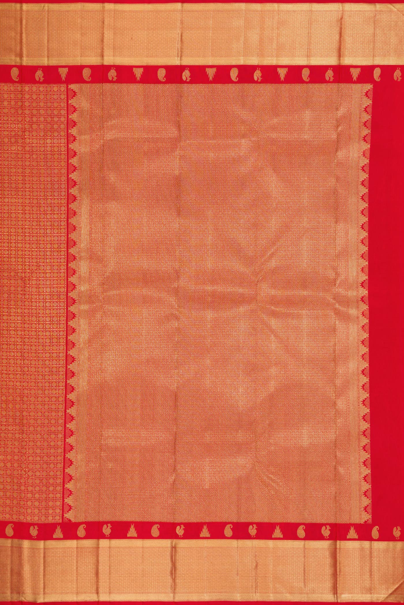 Pure Silk Pure Zari Red Kanjivaram Saree - Image 7