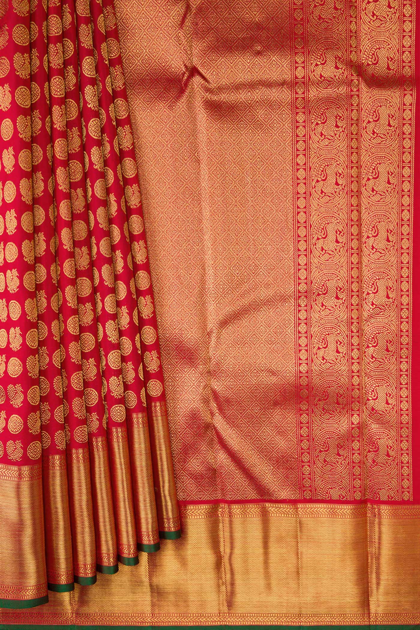 Pure Silk Pure Zari Red Kanjivaram Saree - Image 4