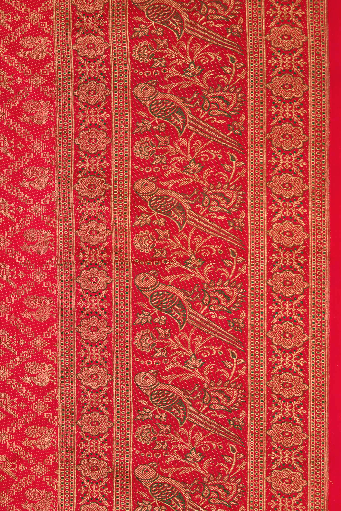 Pure Silk Pure Zari Red Kanjivaram Saree - Image 3