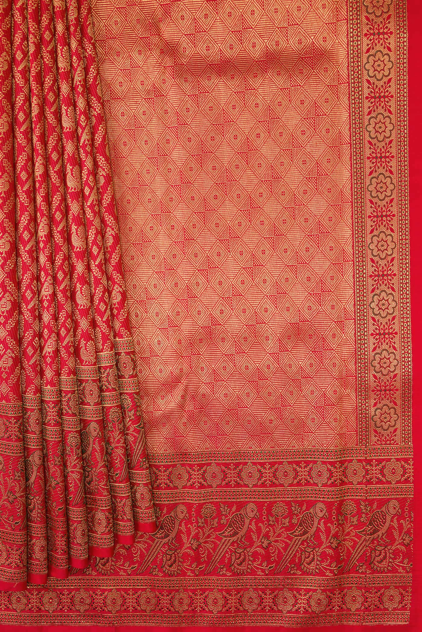 Pure Silk Pure Zari Red Kanjivaram Saree - Image 4