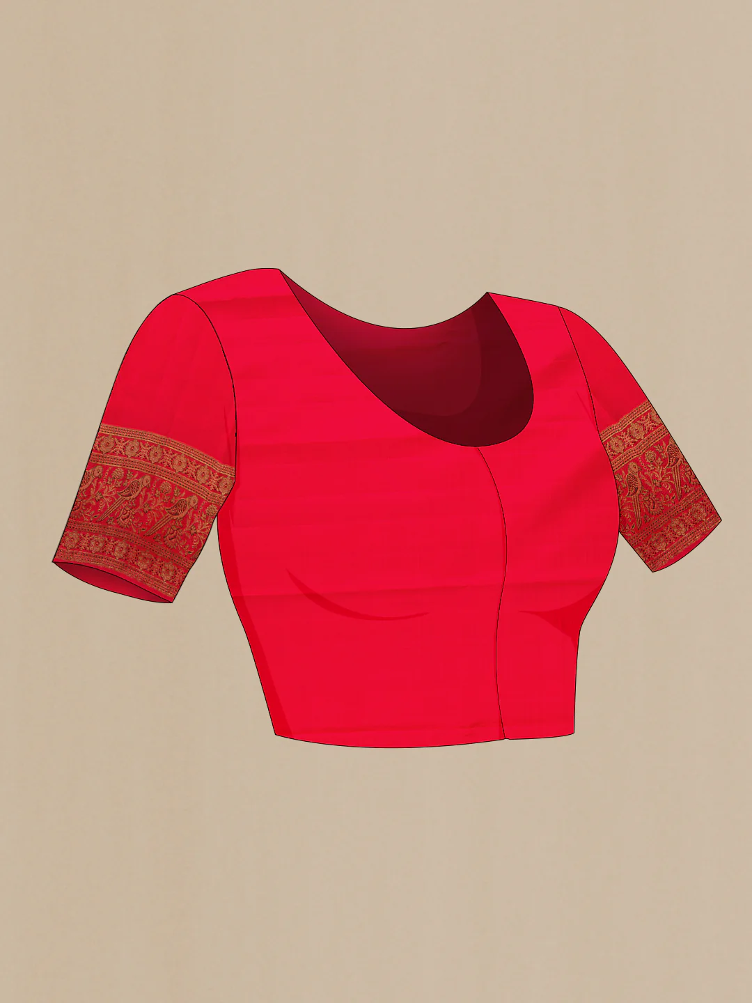 Pure Silk Pure Zari Red Kanjivaram Saree - Image 5