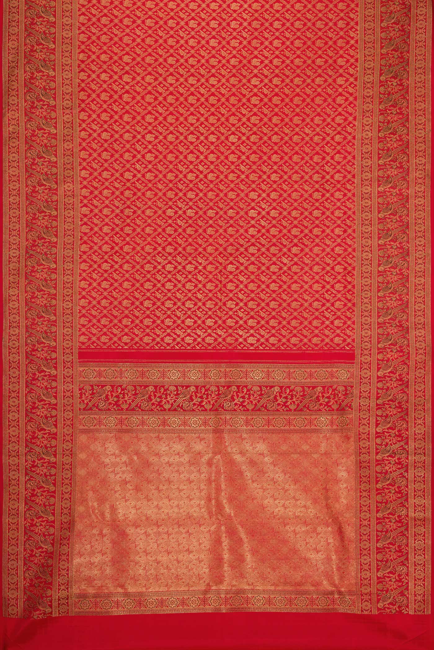 Pure Silk Pure Zari Red Kanjivaram Saree - Image 6