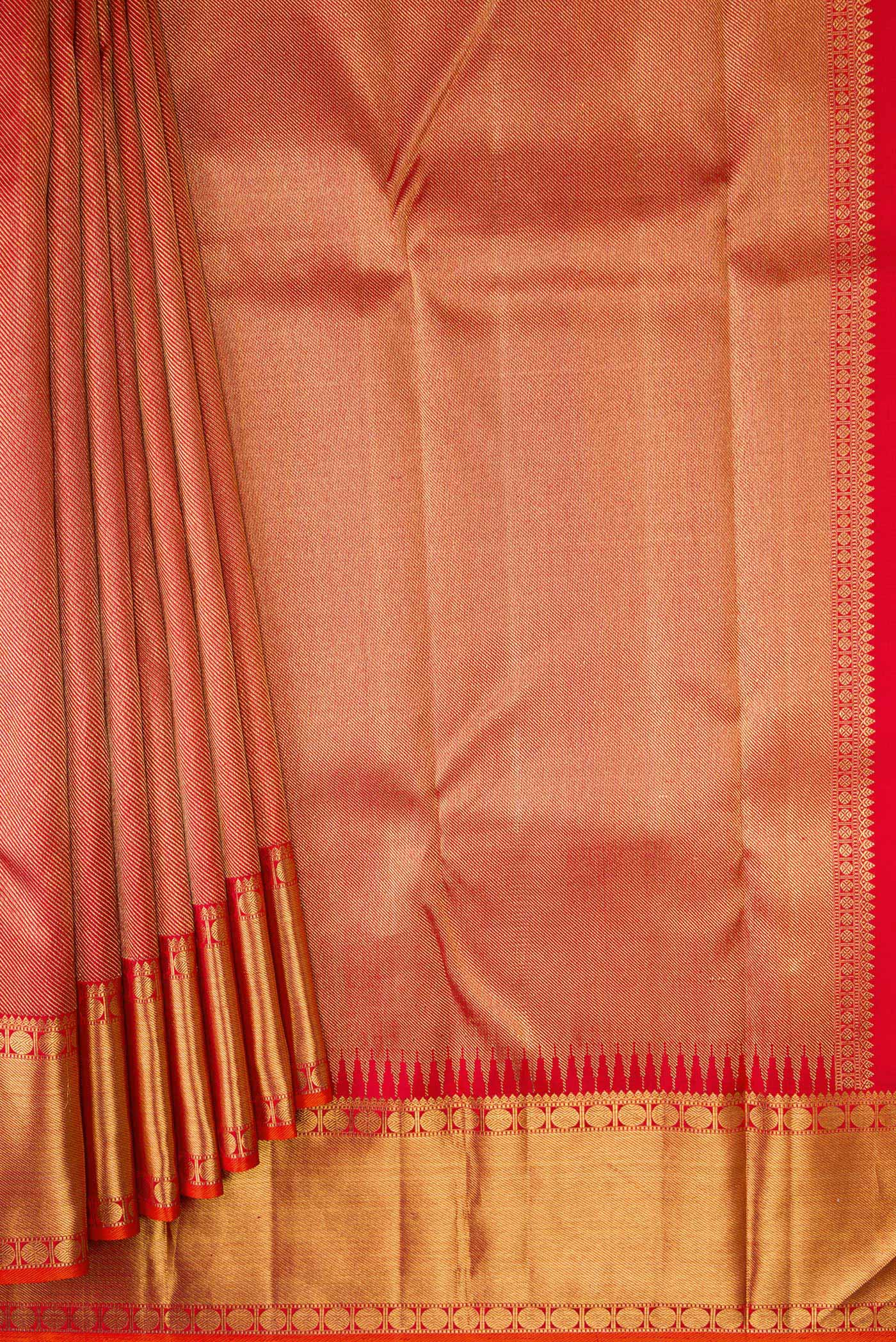 Pure Silk Pure Zari Red Kanjivaram Saree - Image 4