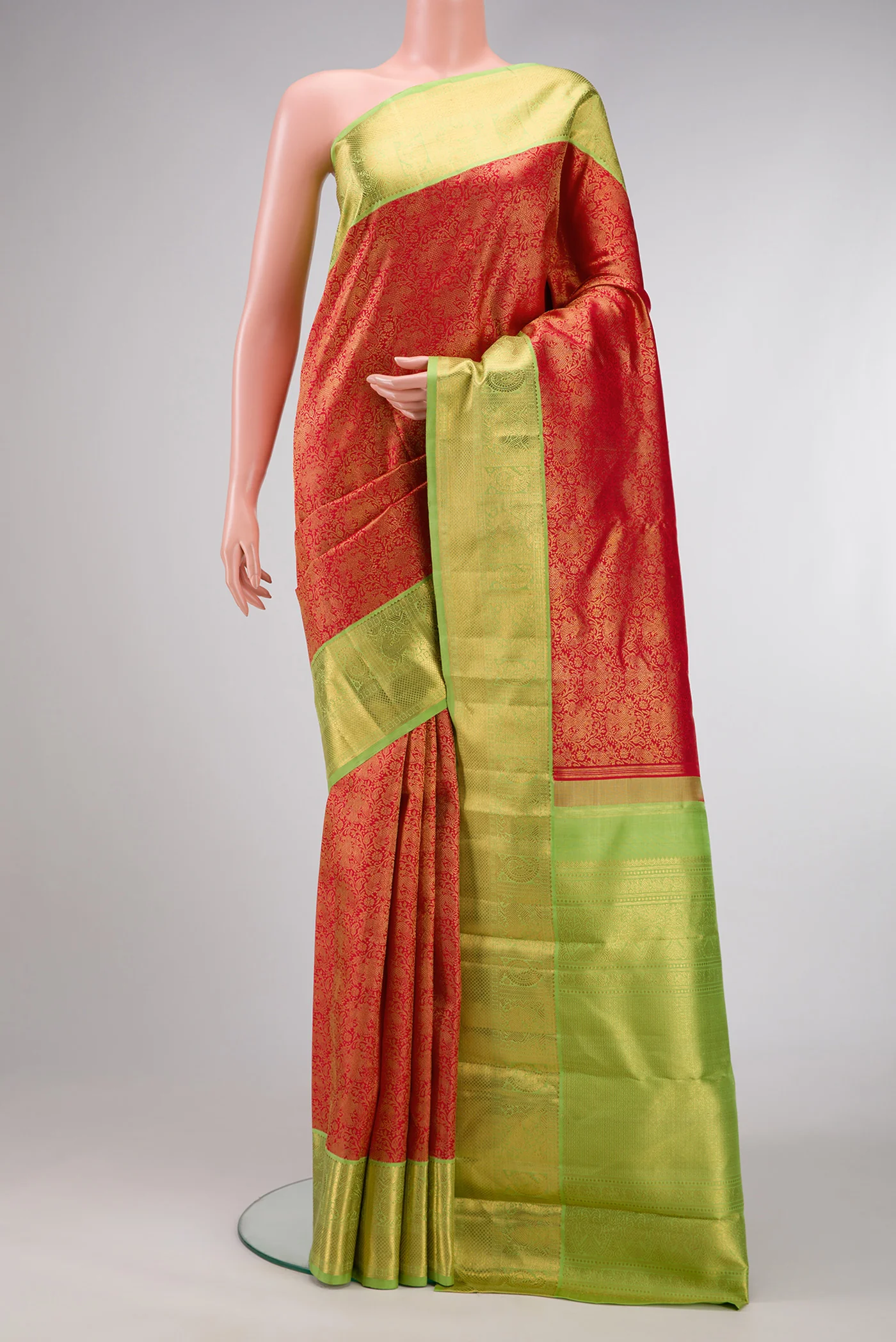 Pure Silk Pure Zari Red Kanjivaram Saree