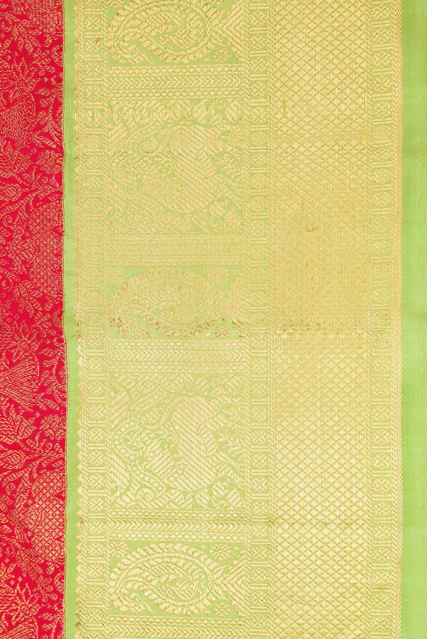 Pure Silk Pure Zari Red Kanjivaram Saree - Image 3