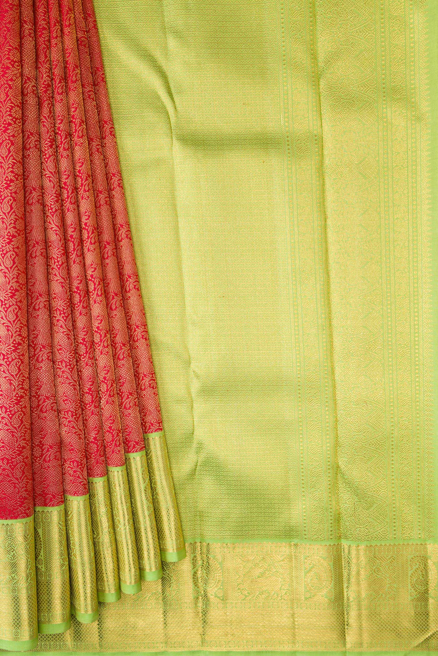 Pure Silk Pure Zari Red Kanjivaram Saree - Image 4
