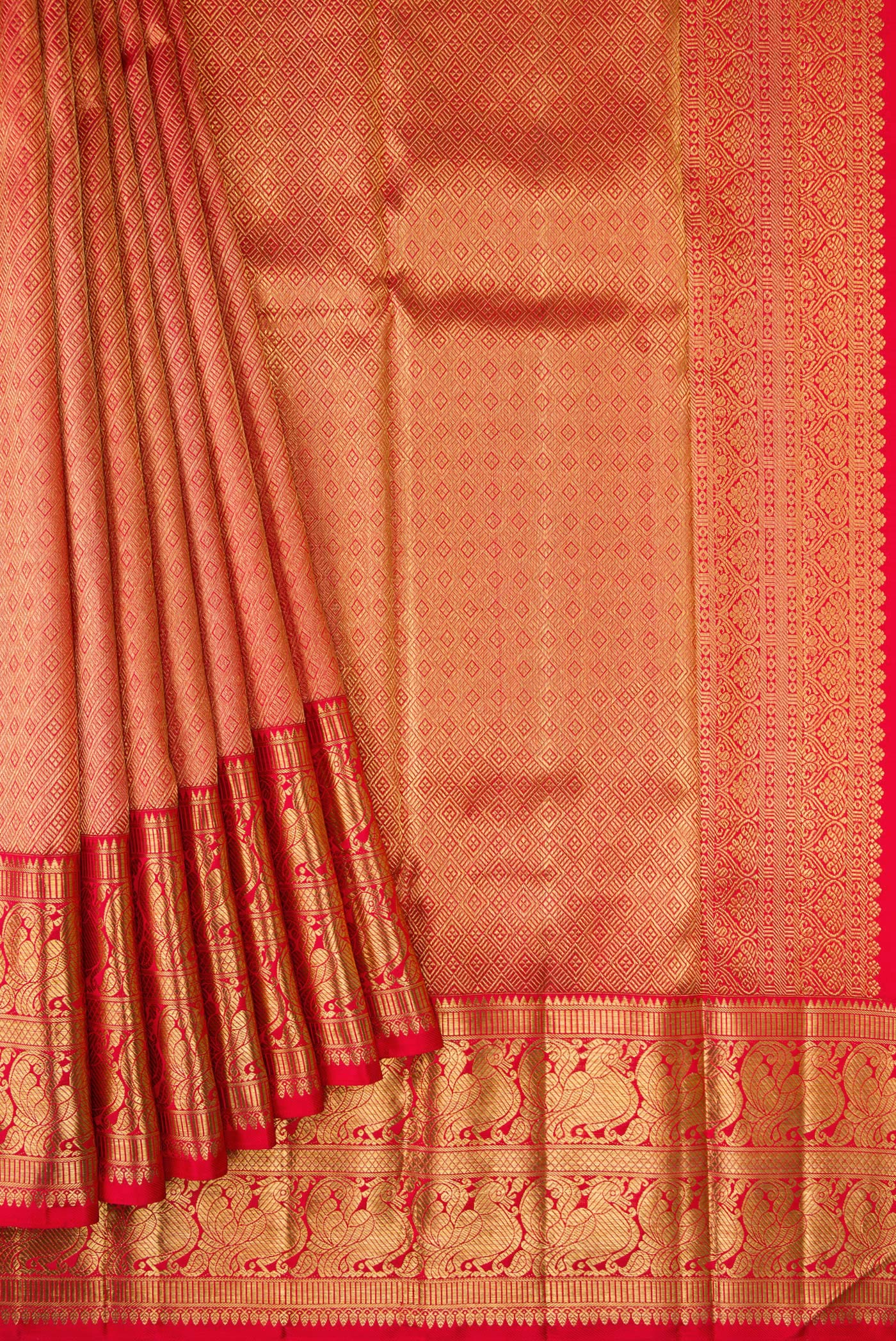Pure Silk Pure Zari Red Kanjivaram Saree - Image 4