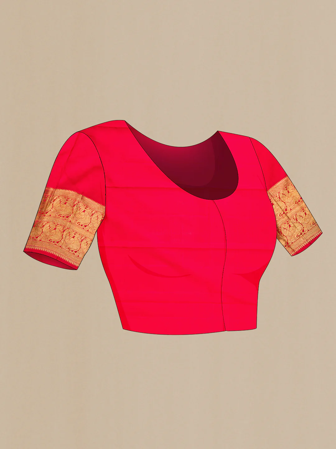 Pure Silk Pure Zari Red Kanjivaram Saree - Image 5