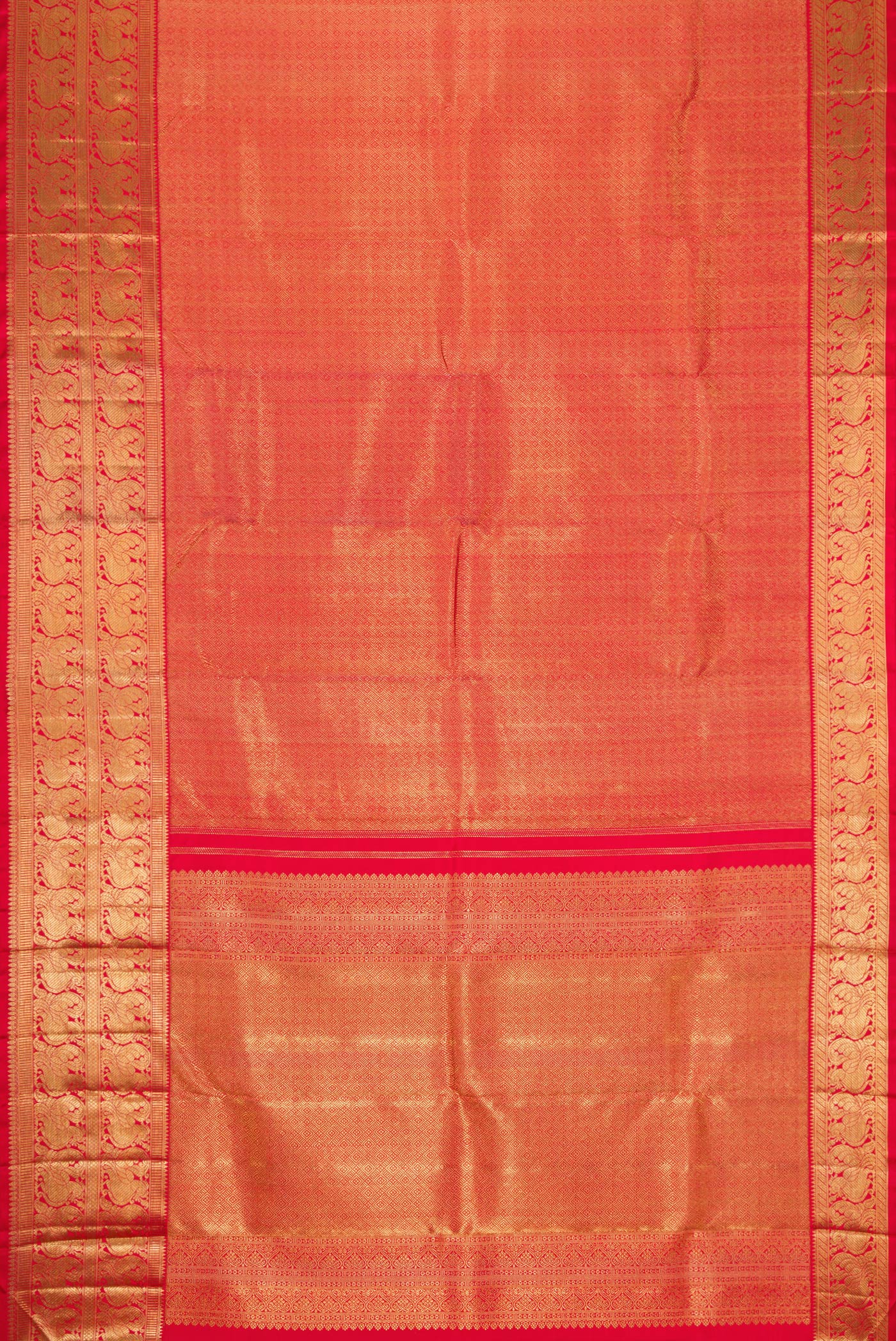 Pure Silk Pure Zari Red Kanjivaram Saree - Image 6