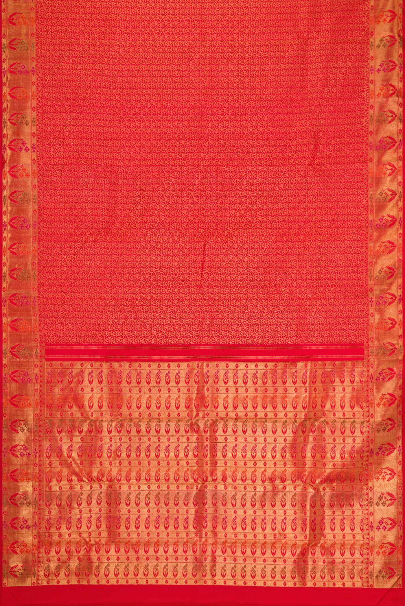 Pure Silk Pure Zari Red with Pink Color Kanjivaram Saree - Image 6