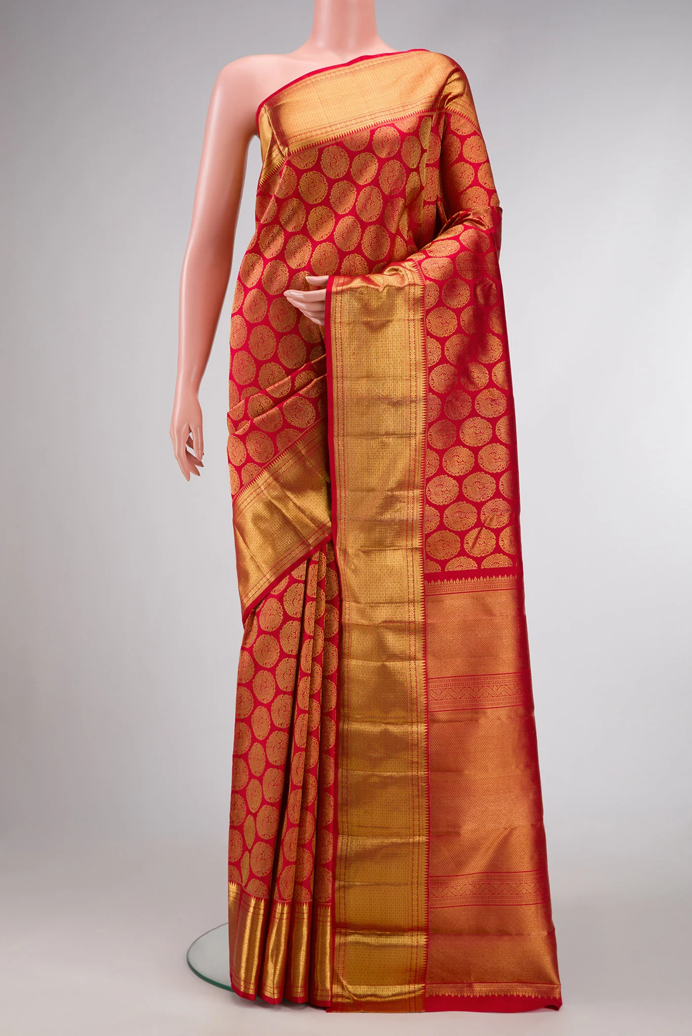 Pure Silk Pure Zari Red Kanjivaram Saree