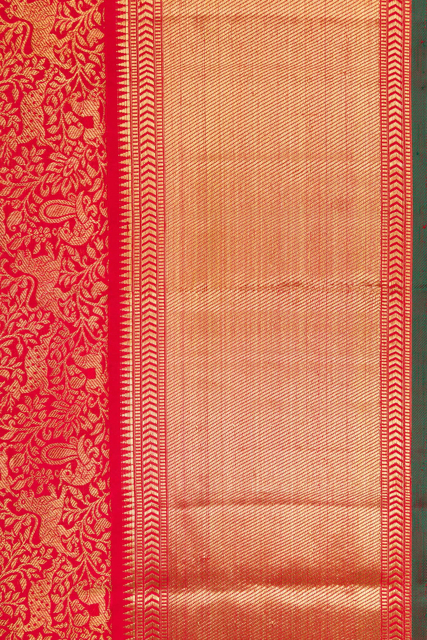 Pure Silk Pure Zari Red Kanjivaram Saree - Image 3