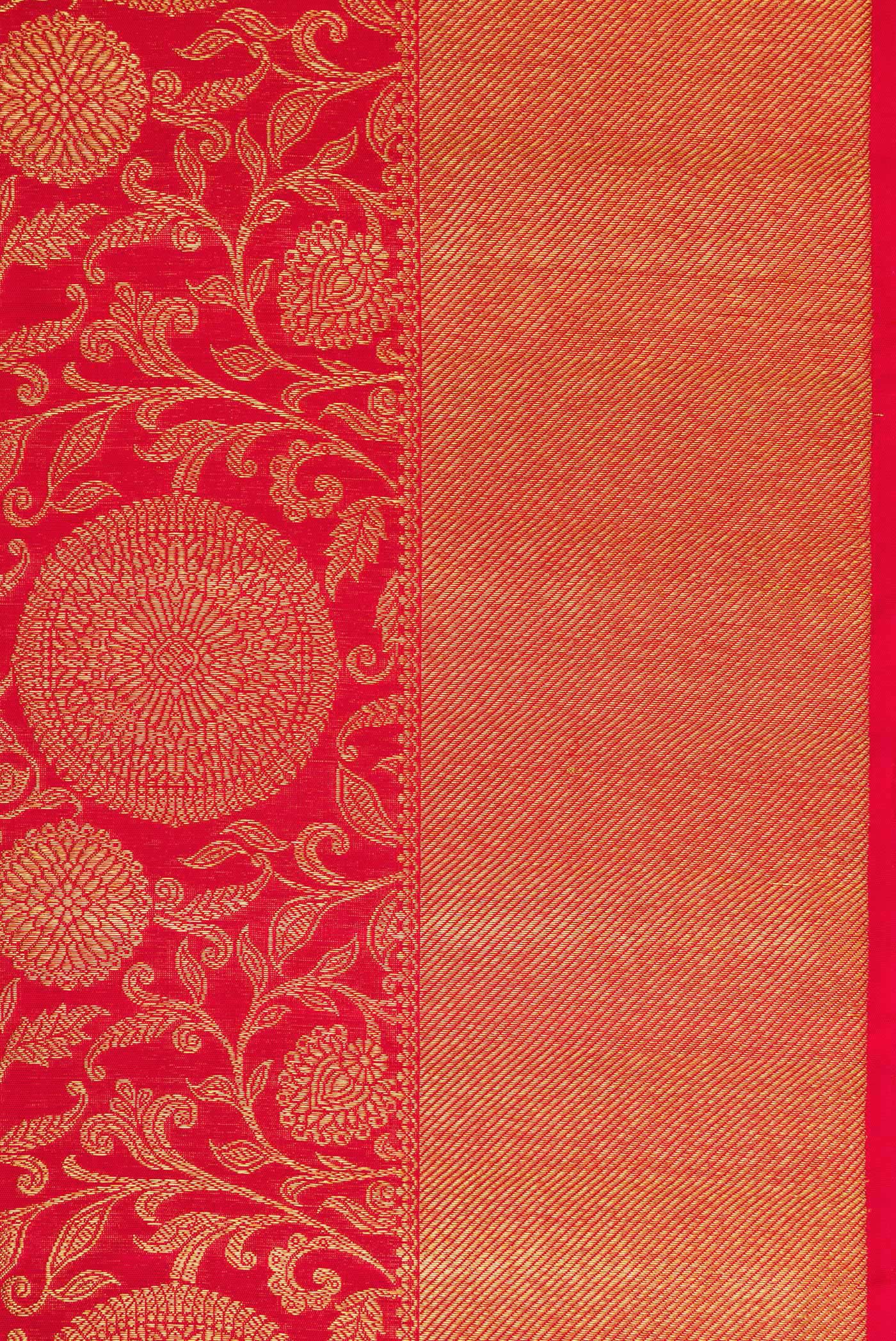 Pure Silk Pure Zari Red Kanjivaram Saree - Image 3