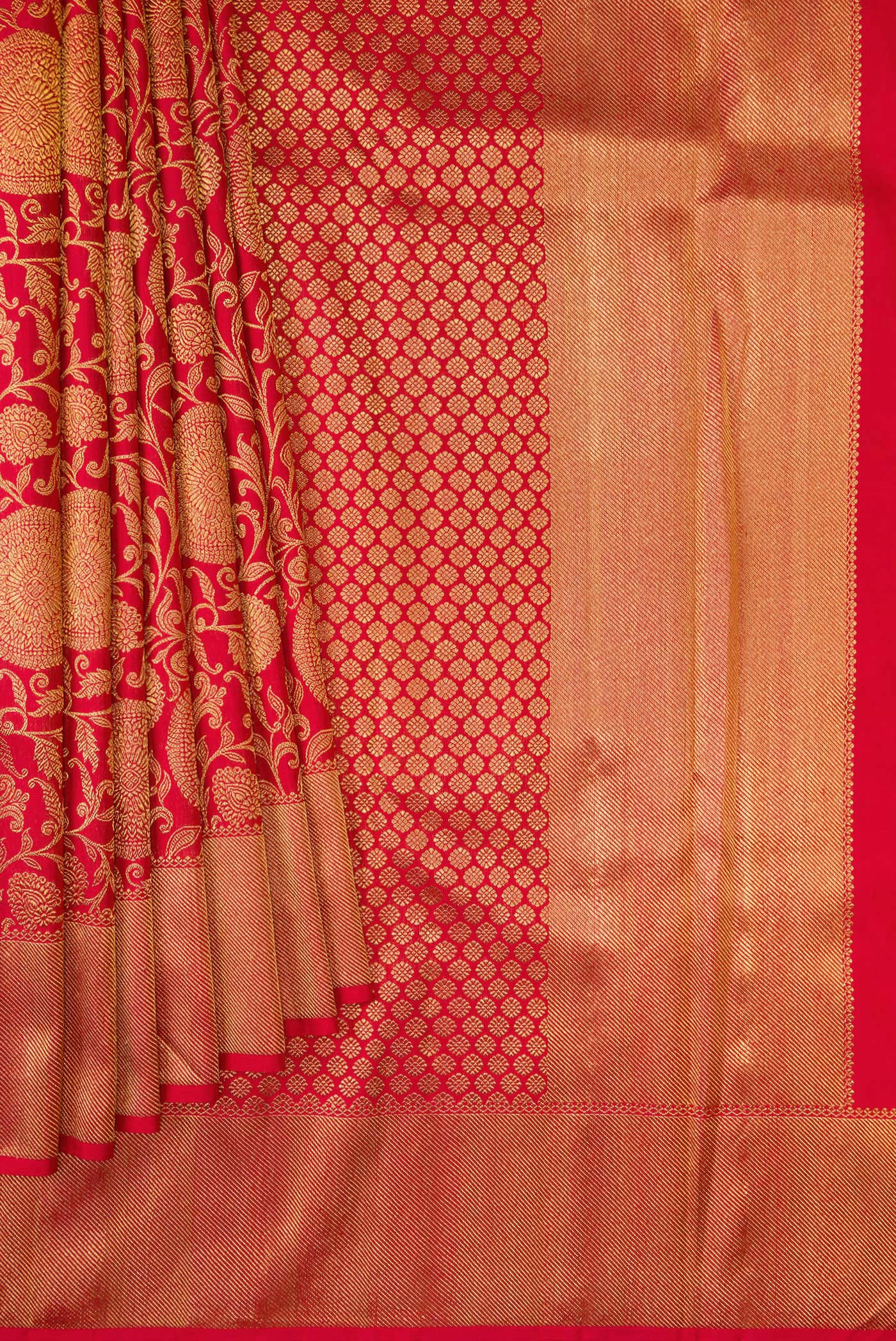 Pure Silk Pure Zari Red Kanjivaram Saree - Image 4