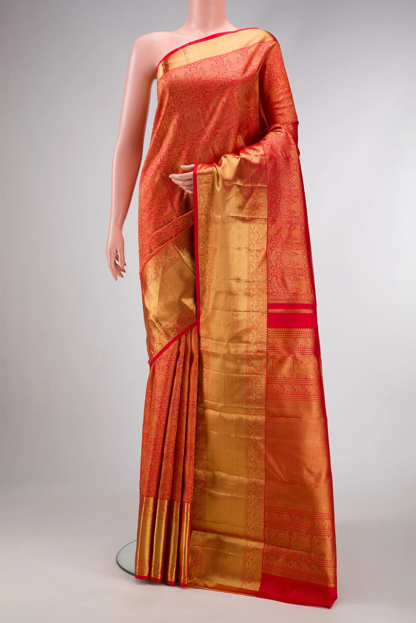 Pure Silk Pure Zari Red Kanjivaram Saree