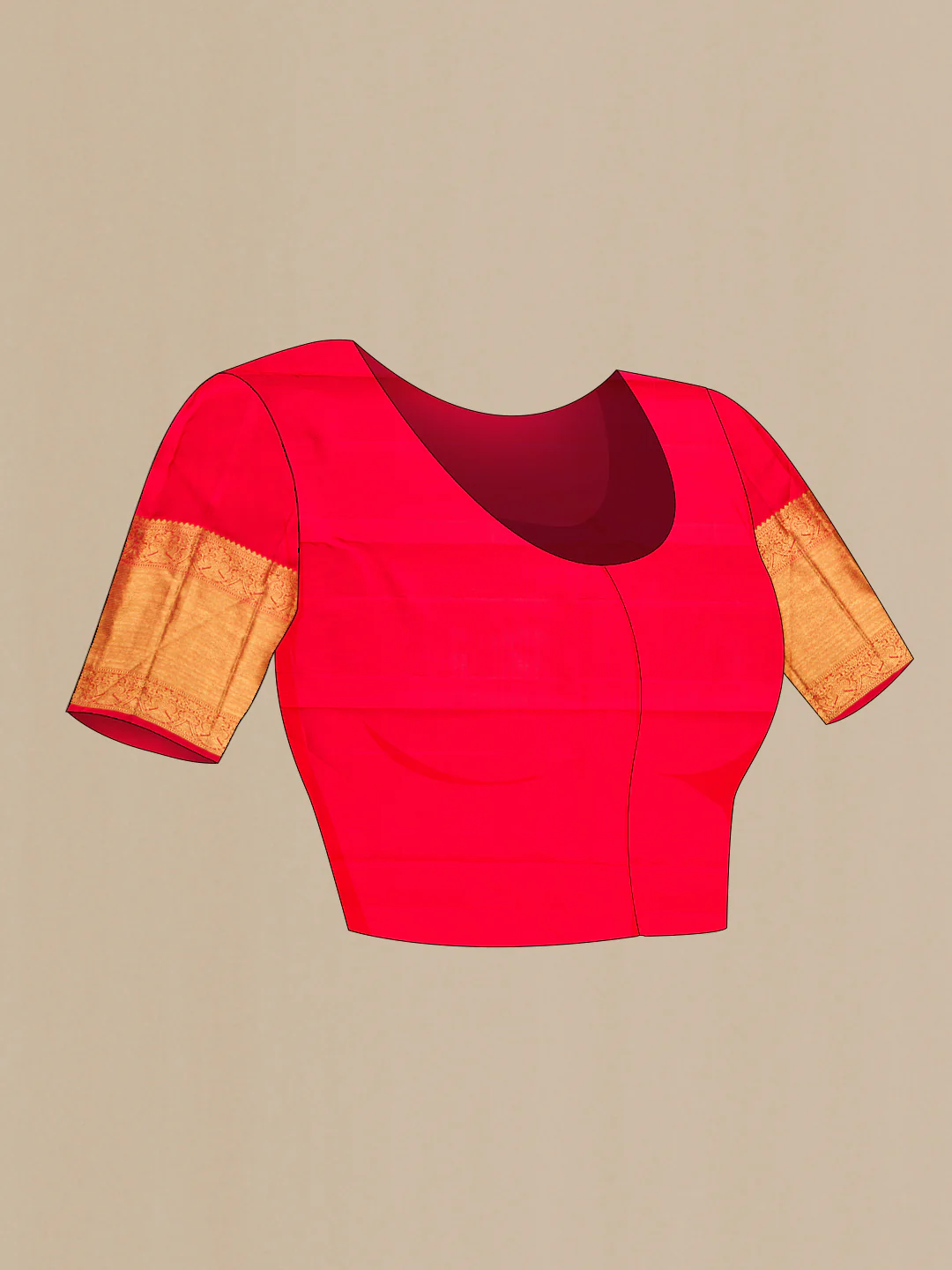 Pure Silk Pure Zari Red Kanjivaram Saree - Image 5