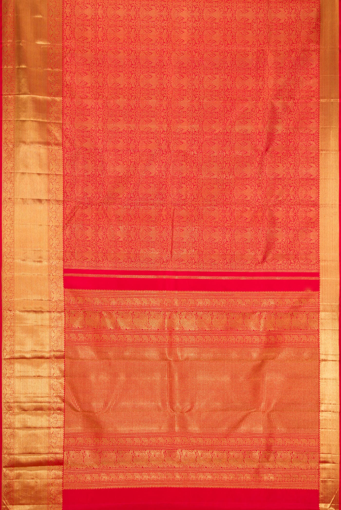 Pure Silk Pure Zari Red Kanjivaram Saree - Image 6
