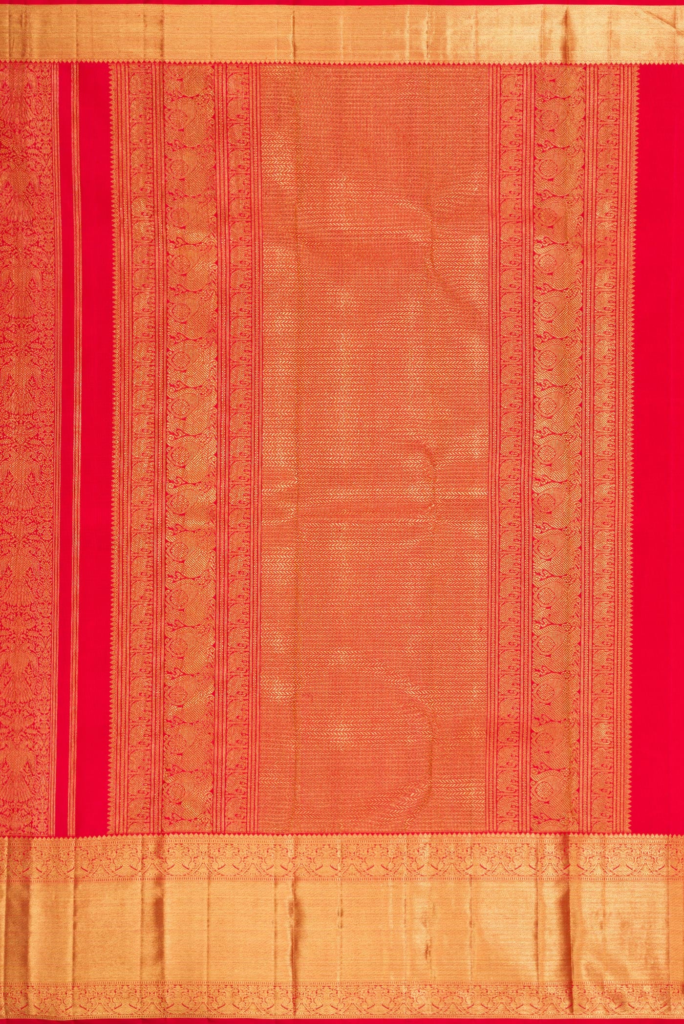 Pure Silk Pure Zari Red Kanjivaram Saree - Image 7