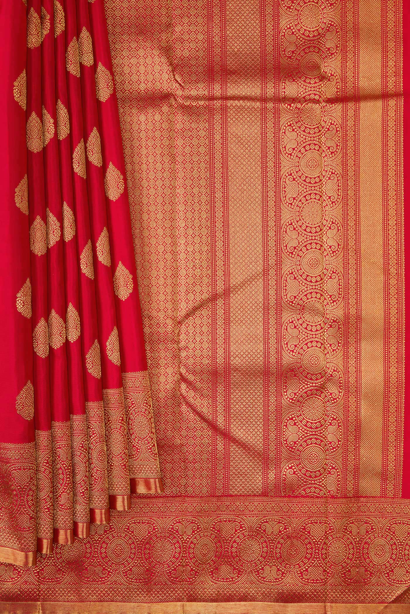 Pure Silk Pure Zari Red Kanjivaram Saree - Image 4