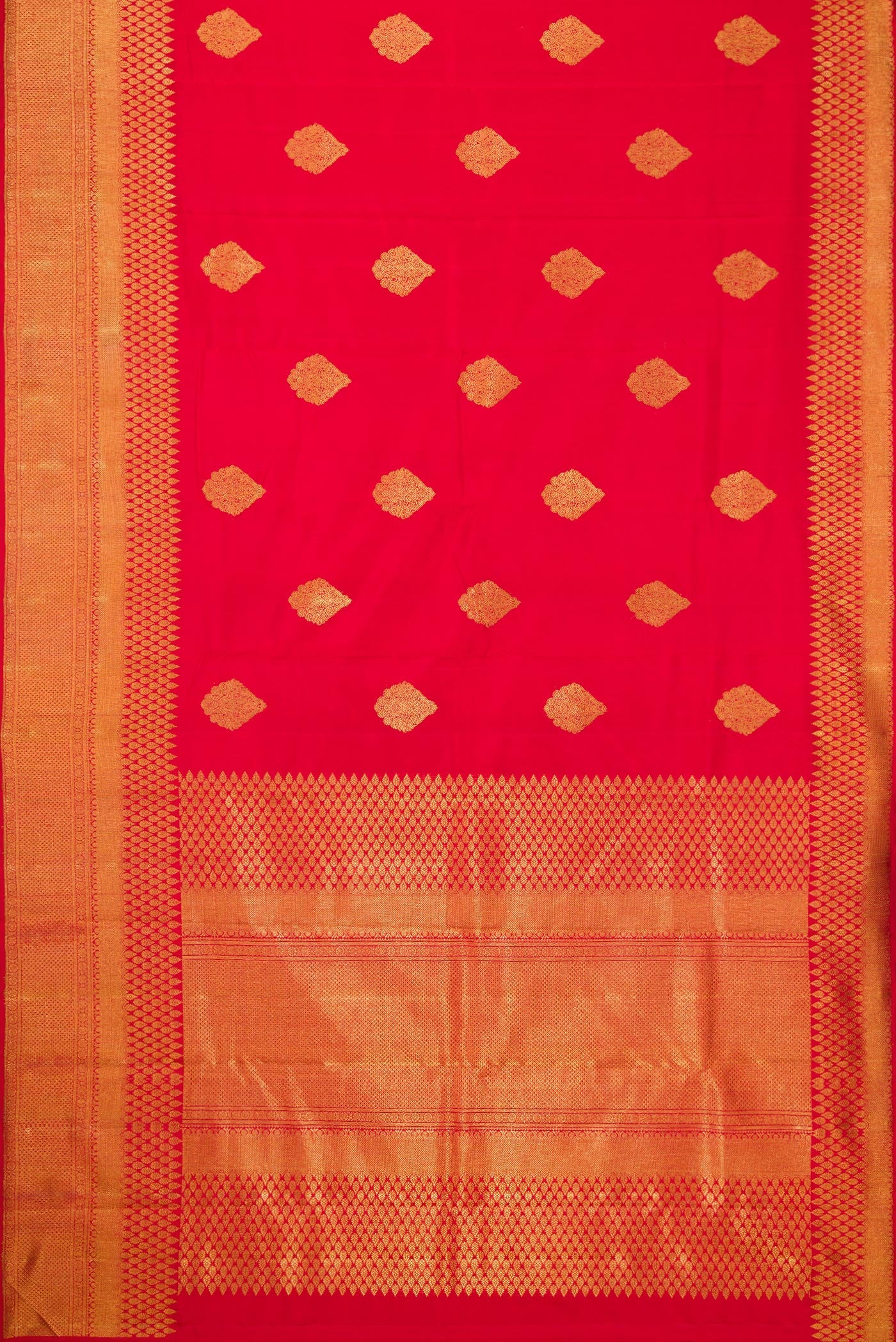 Pure Silk Pure Zari Red Kanjivaram Saree - Image 6