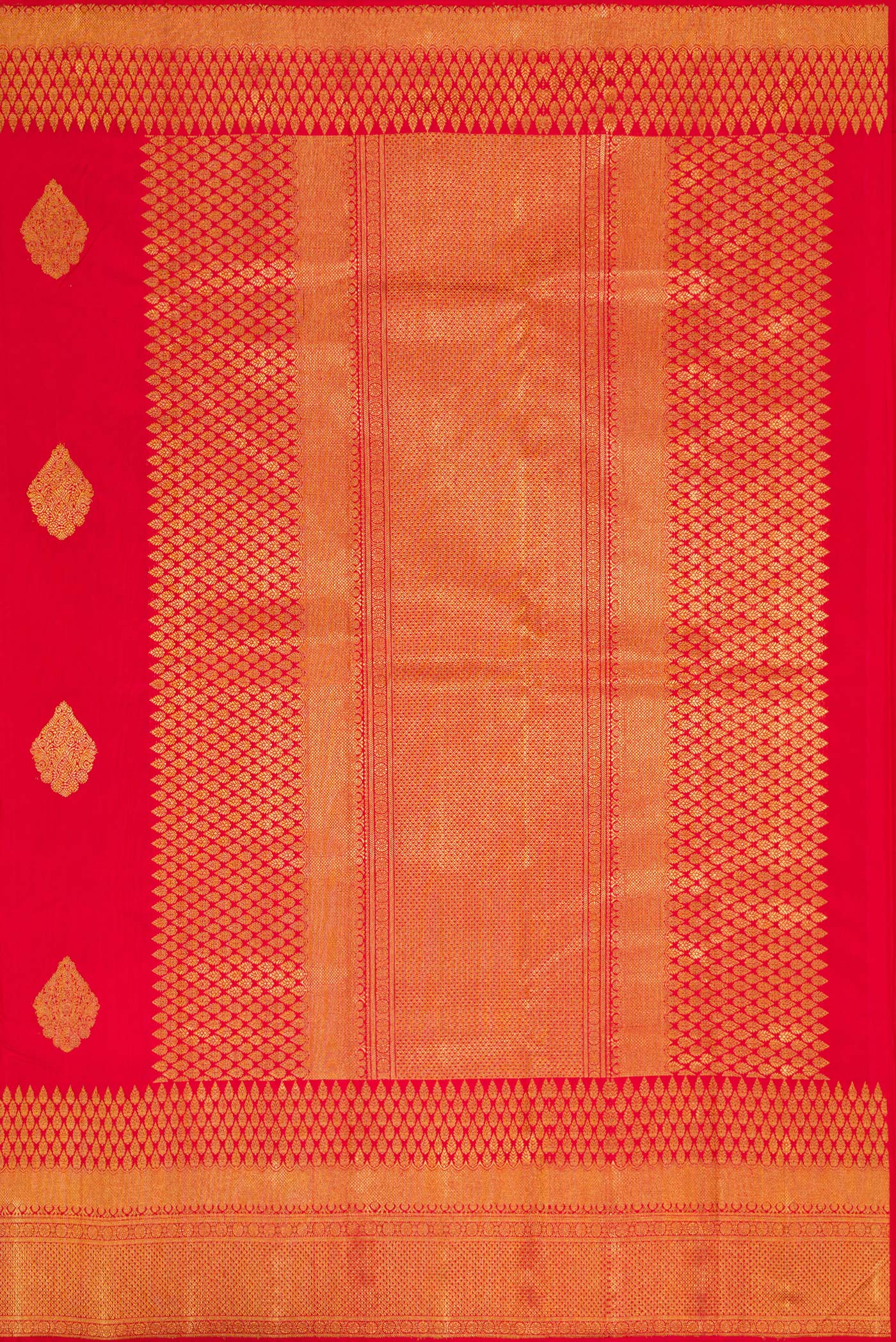 Pure Silk Pure Zari Red Kanjivaram Saree - Image 7