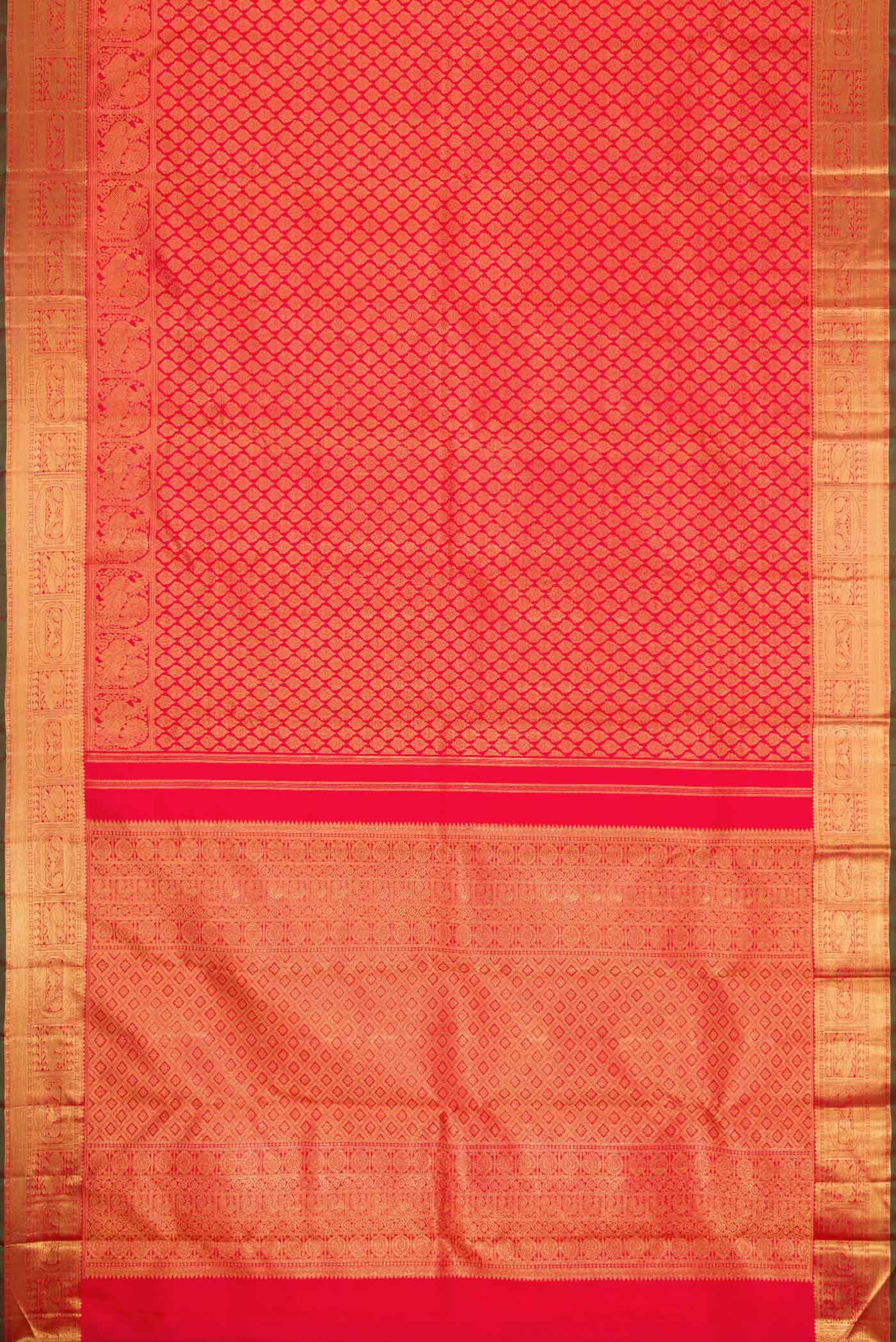 Pure Silk Pure Zari Pink with Red Color Kanjivaram Saree - Image 6