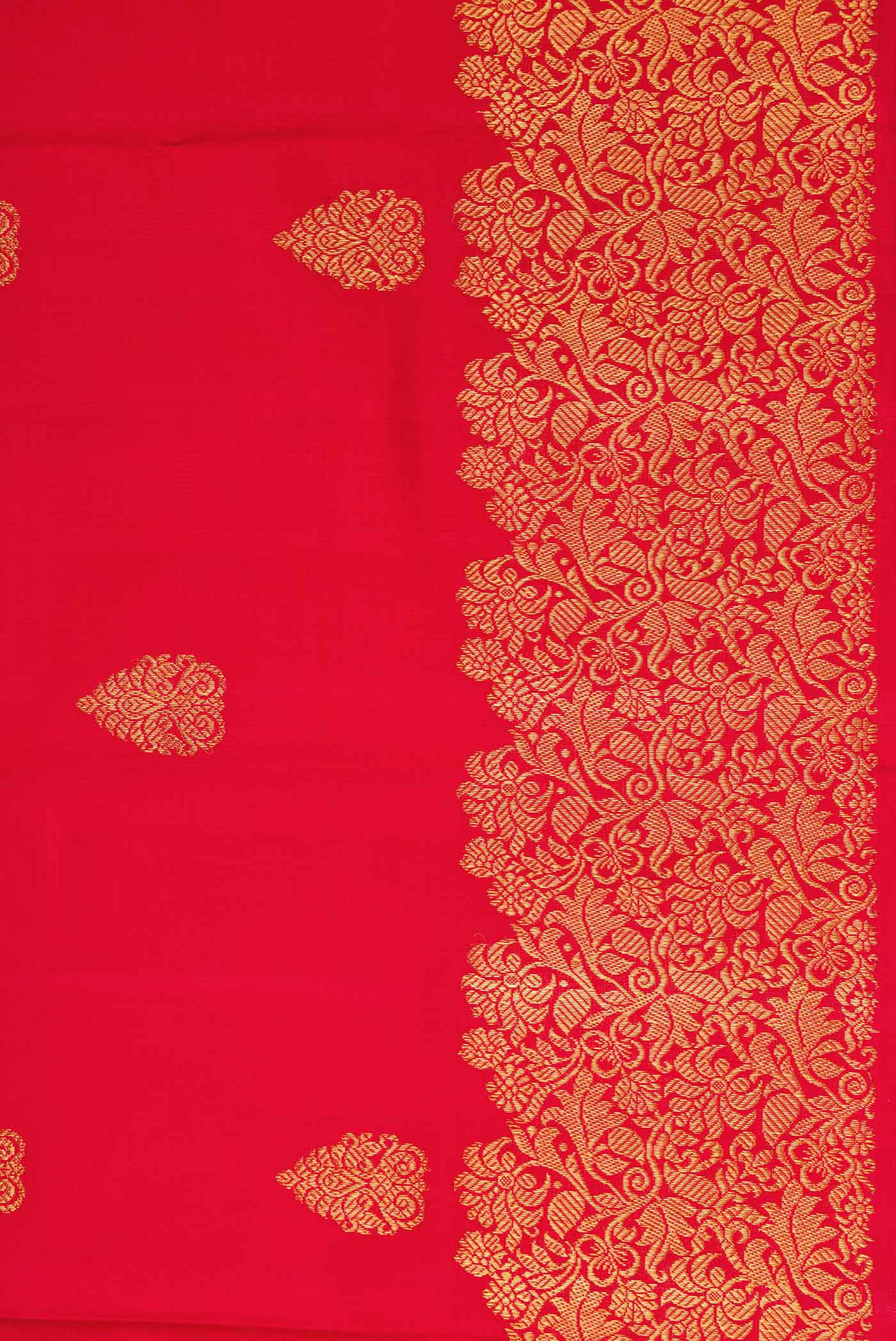 Pure Silk Pure Zari Red Dual Tone Kanjivaram Saree - Image 3