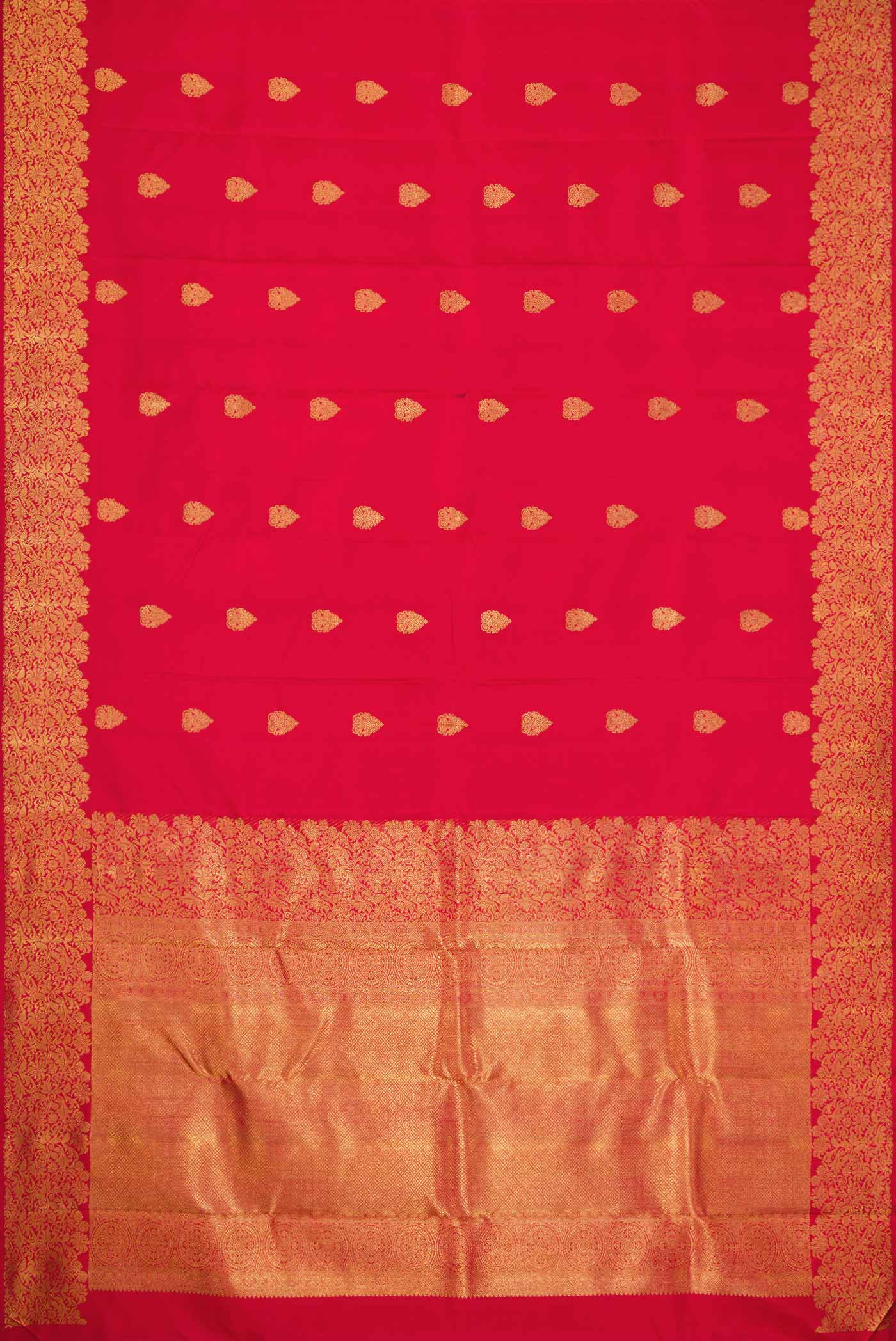 Pure Silk Pure Zari Red Dual Tone Kanjivaram Saree - Image 6