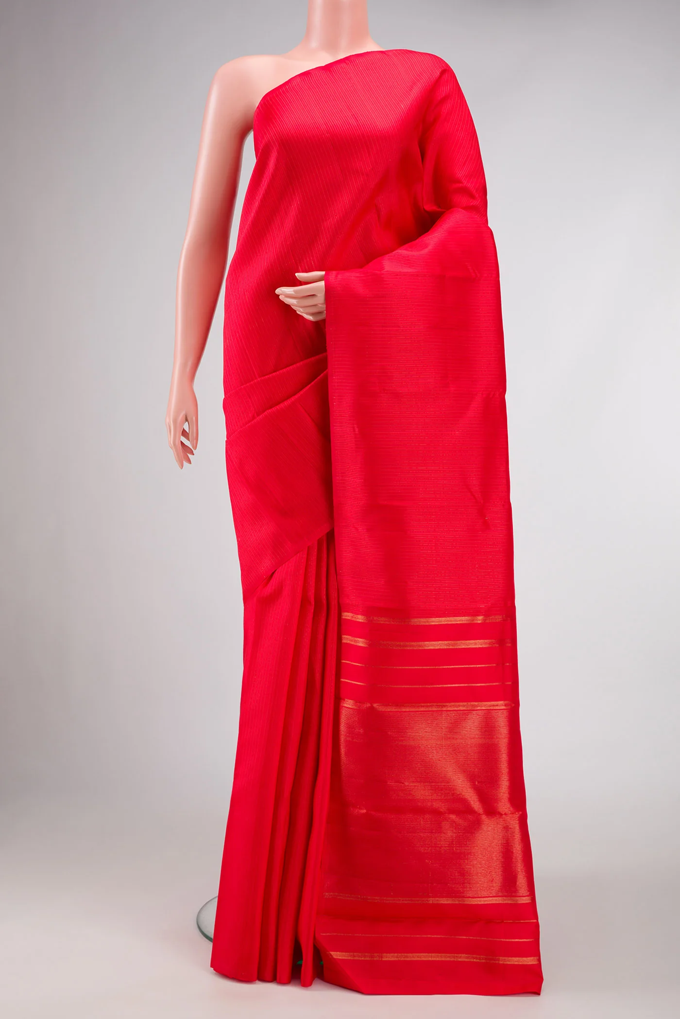Pure Silk Pure Zari Red Dual Tone Kanjivaram Saree