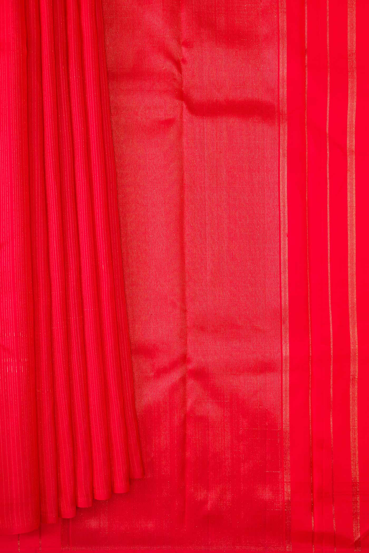 Pure Silk Pure Zari Red Dual Tone Kanjivaram Saree - Image 3