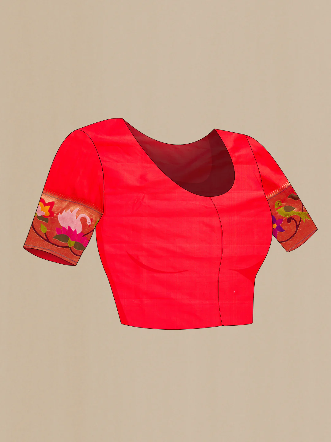 Pure Silk Pure Zari Red Paithani Saree - Image 5
