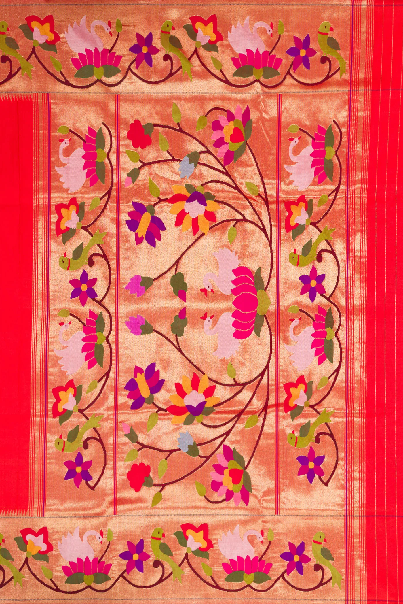 Pure Silk Pure Zari Red Paithani Saree - Image 7