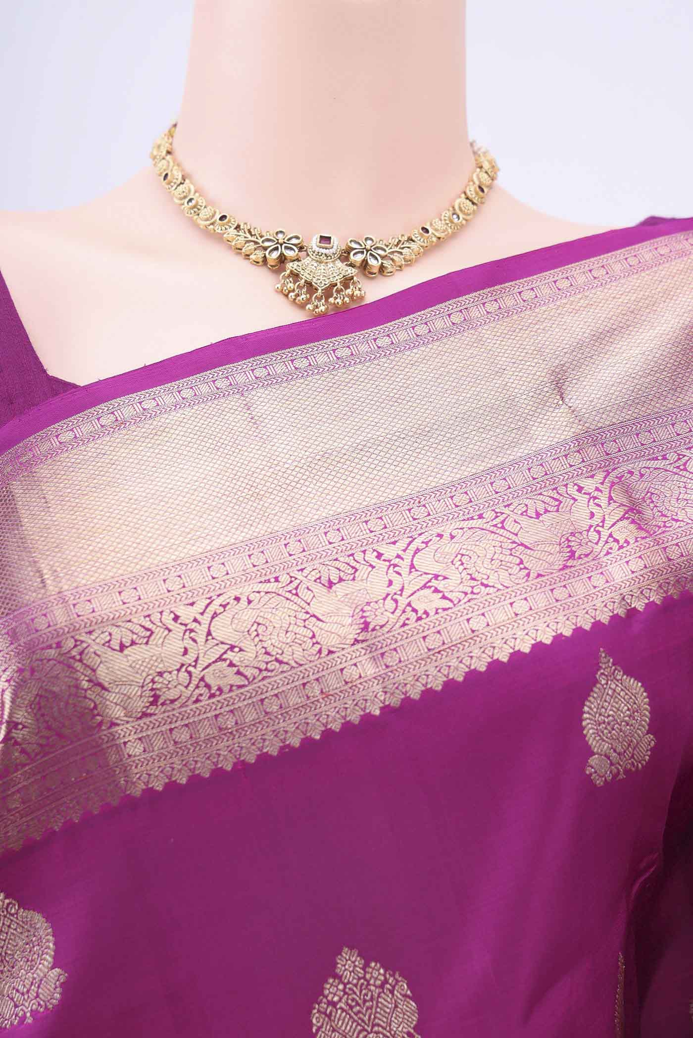 Magenta Kanjivaram Silk Saree - Image 2