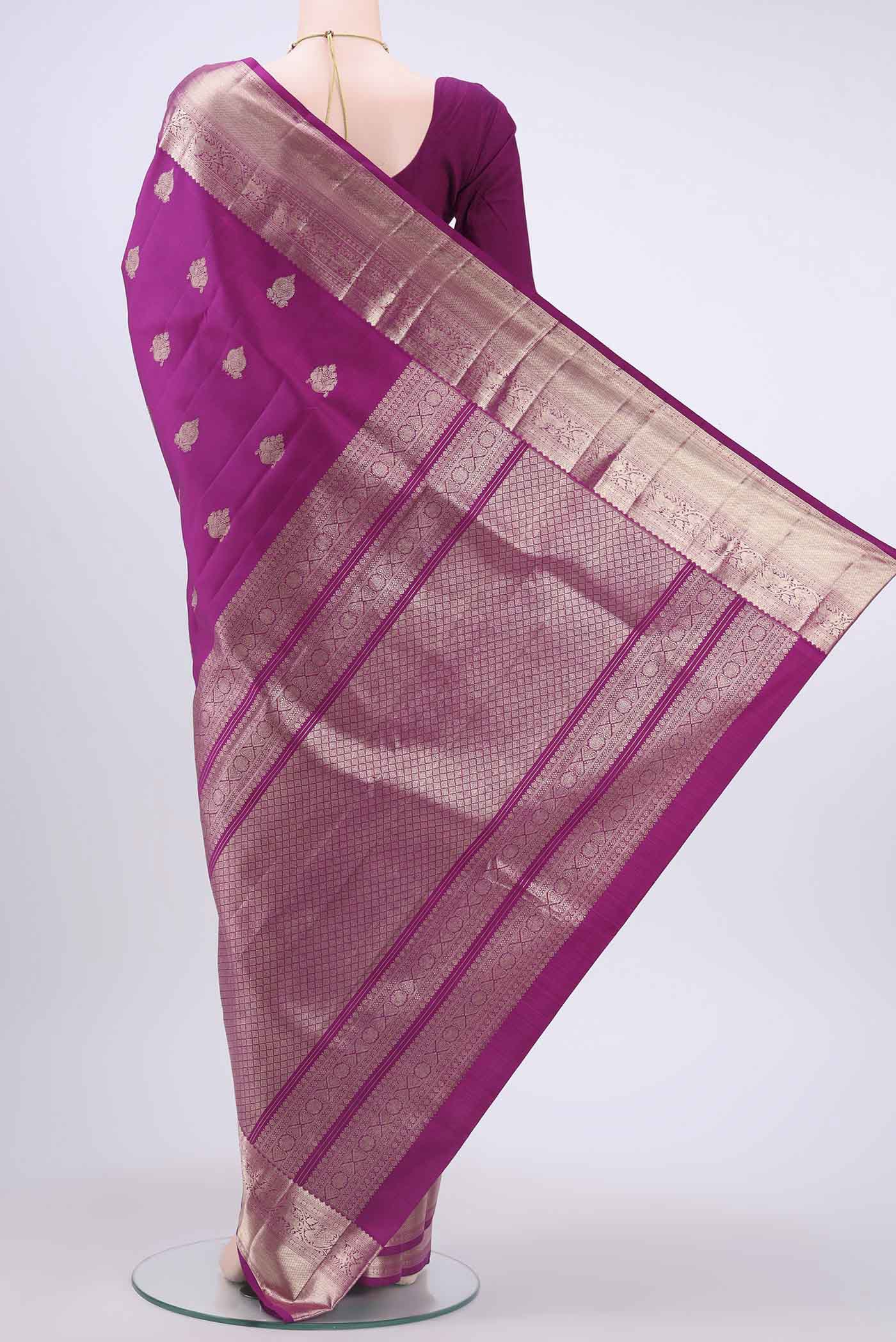 Magenta Kanjivaram Silk Saree - Image 3