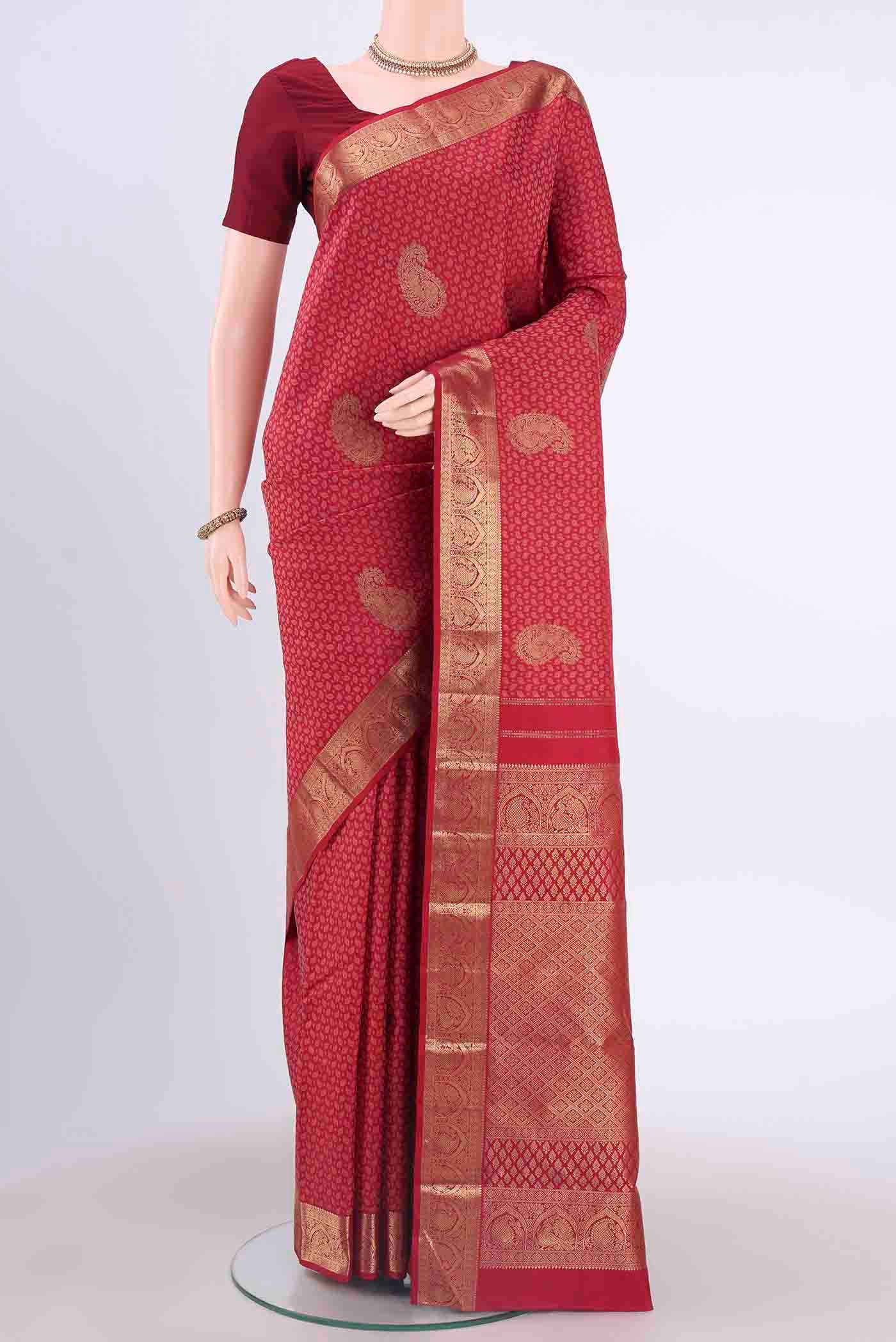Pure Silk Pure Zari Red Kanchipuram Saree