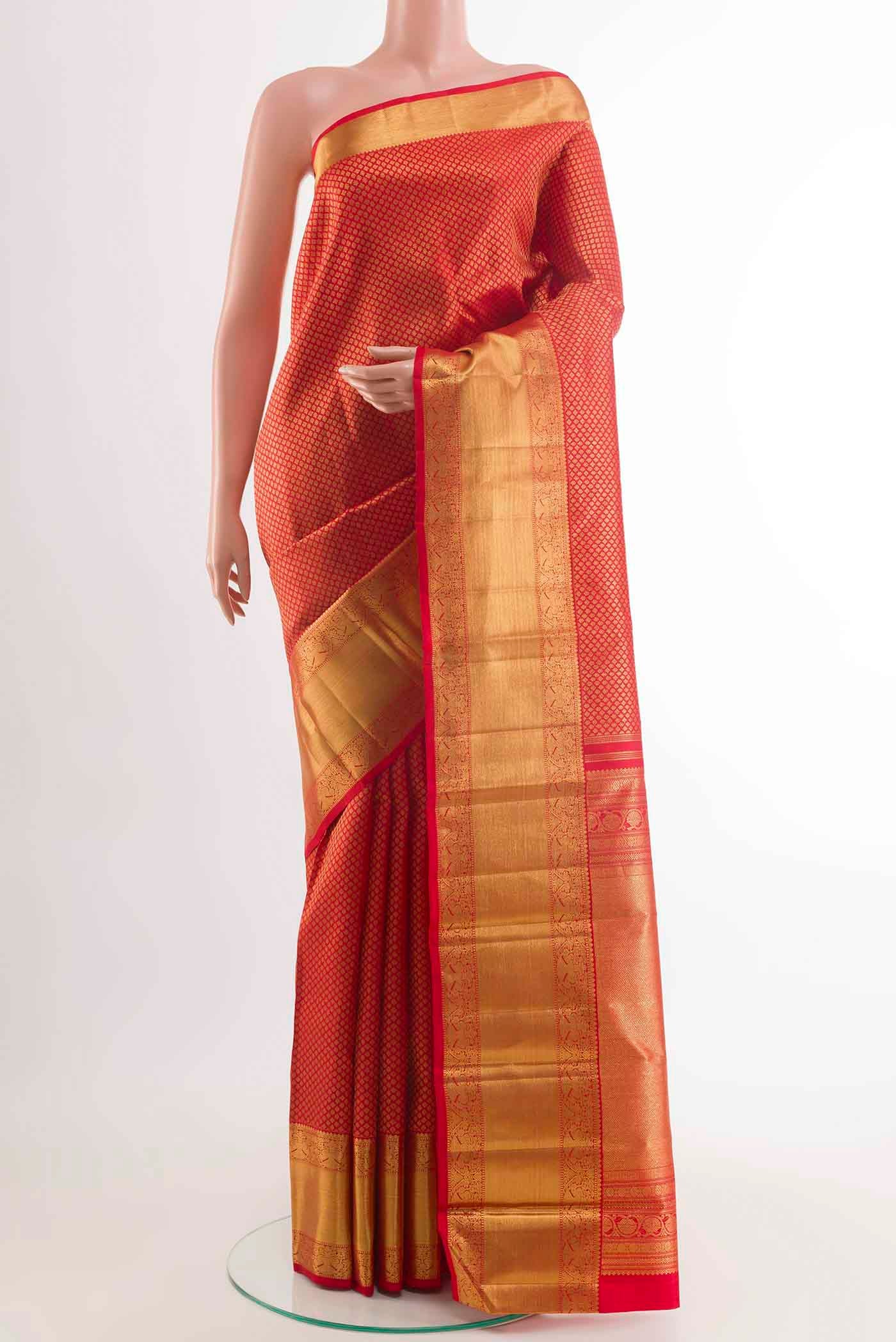 Pure Silk Pure Zari Red Kanjivaram Saree