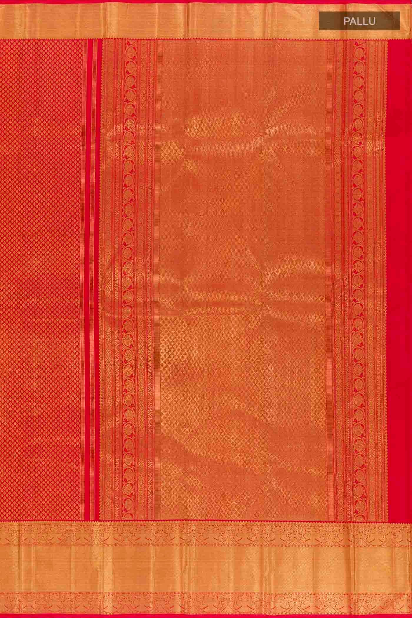 Pure Silk Pure Zari Red Kanjivaram Saree - Image 7