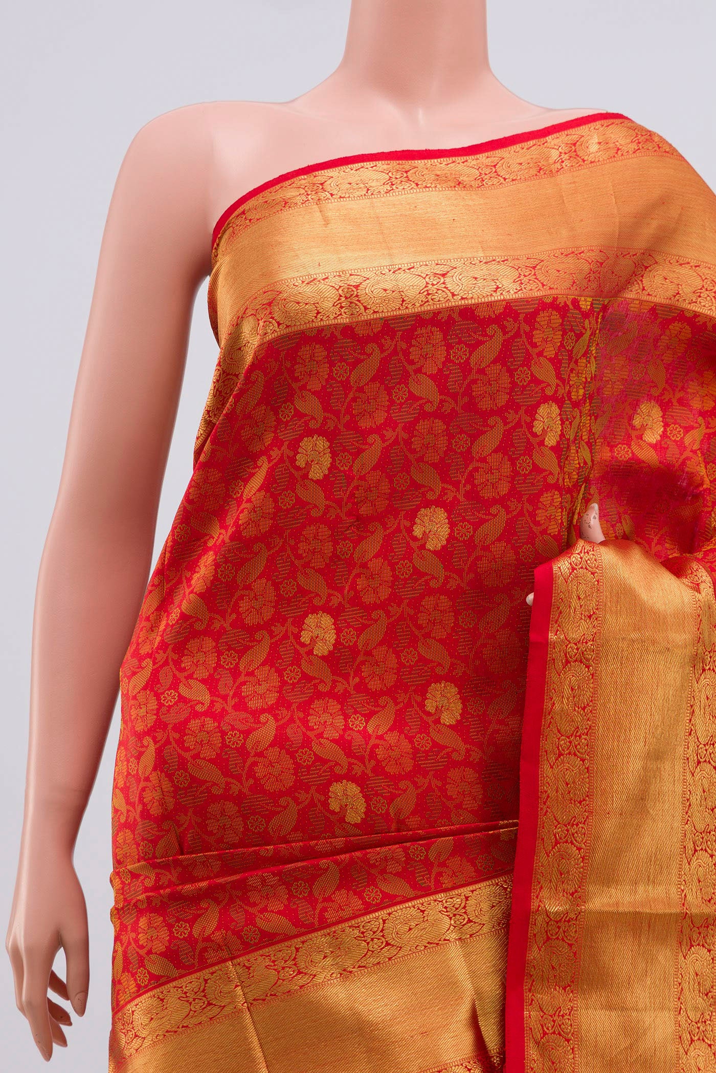 Red Kanchipuram Silk Saree - Image 2