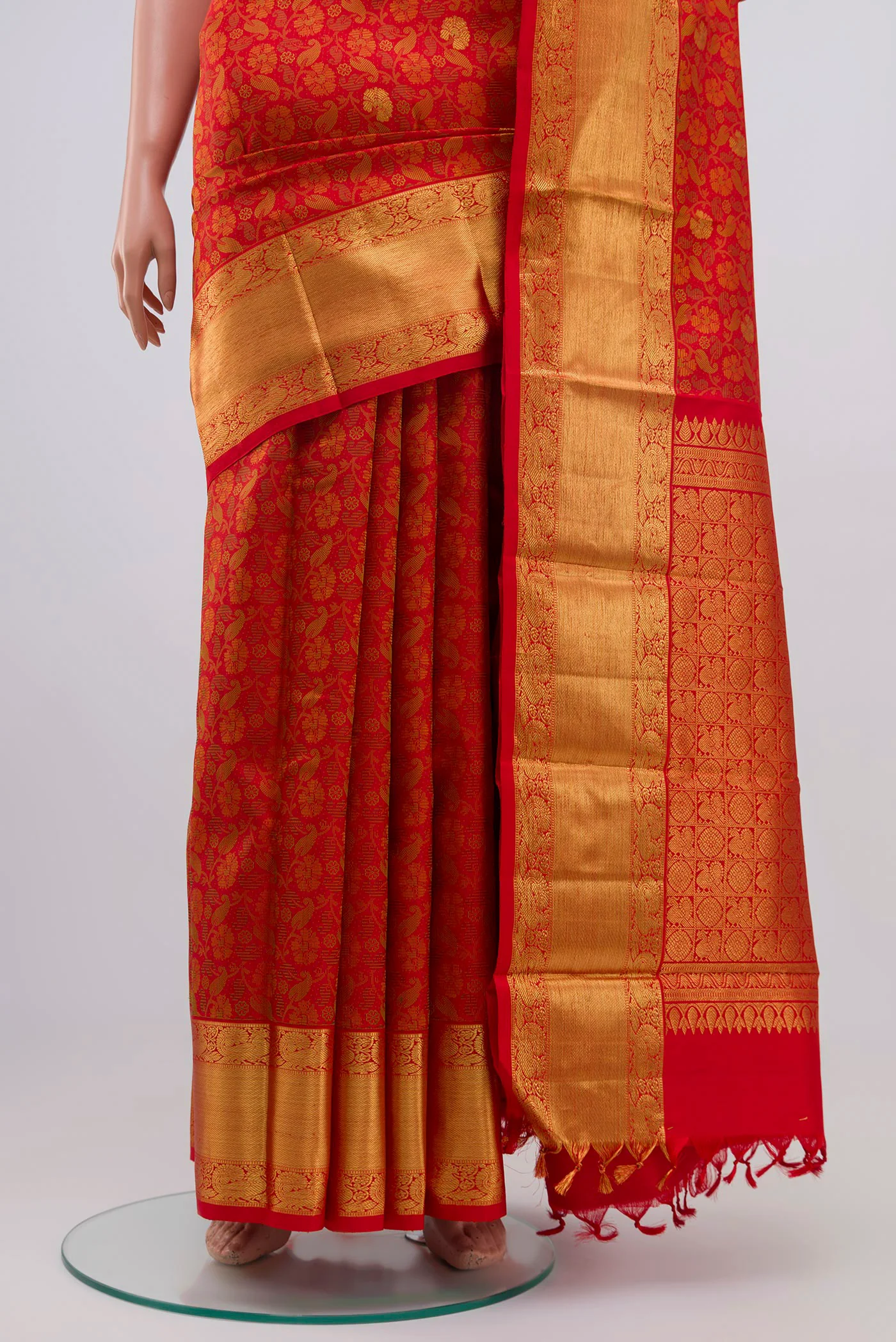 Red Kanchipuram Silk Saree - Image 3