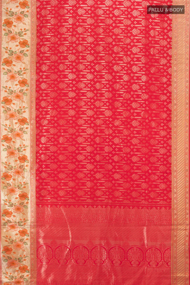 Red Kanchipuram Silk Saree - Image 5
