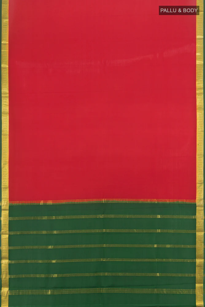 Red Mysore Crepe Saree - Image 5