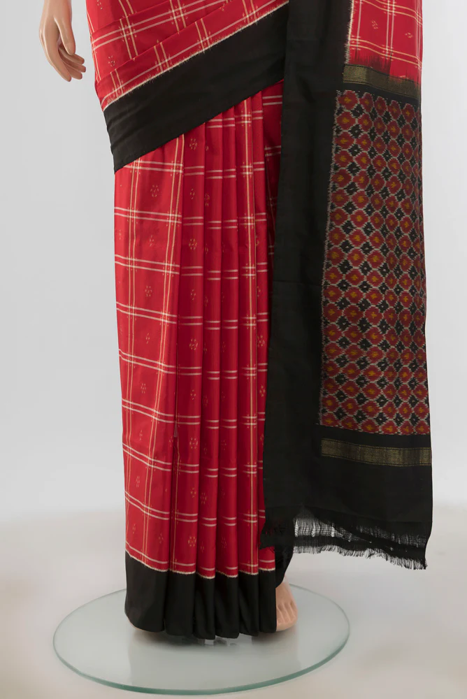Red Pochampally Silk Saree - Image 3