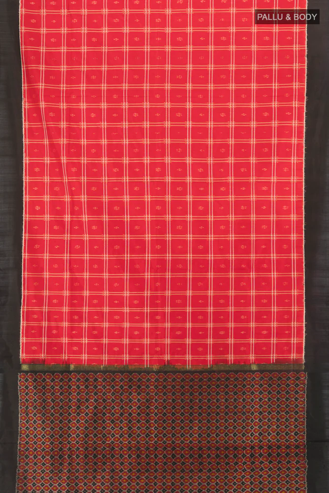 Red Pochampally Silk Saree - Image 5