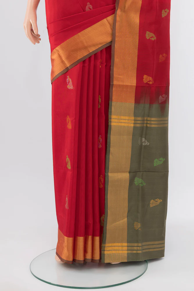 Red Uppada Silk Saree - Image 3