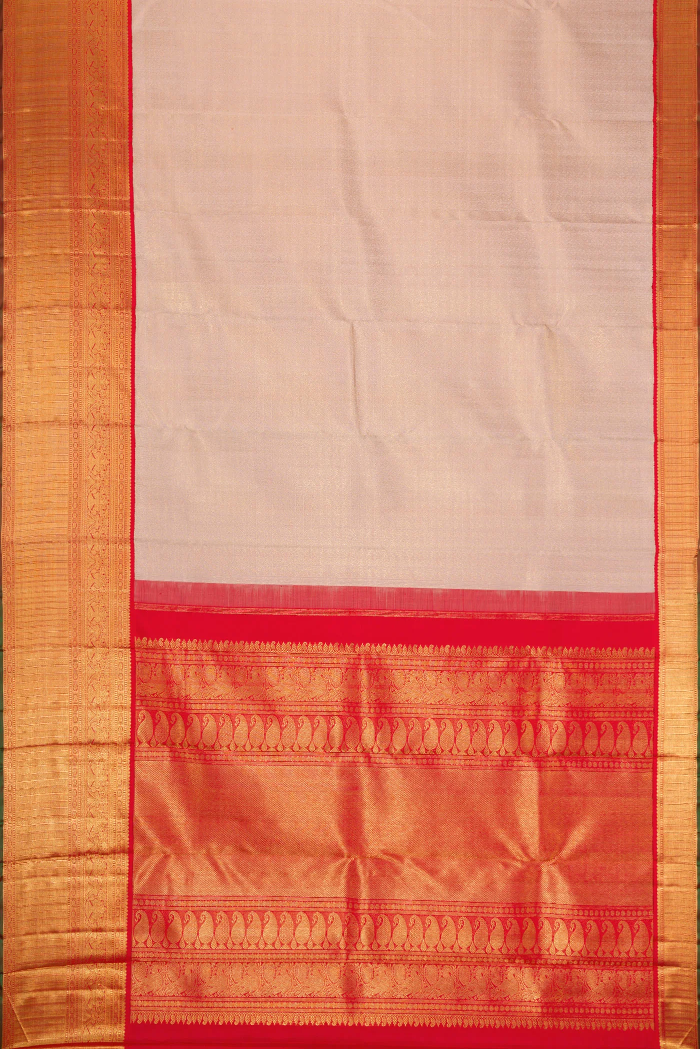 Pure Silk Pure Zari Rose Gold Kanjivaram Saree - Image 6