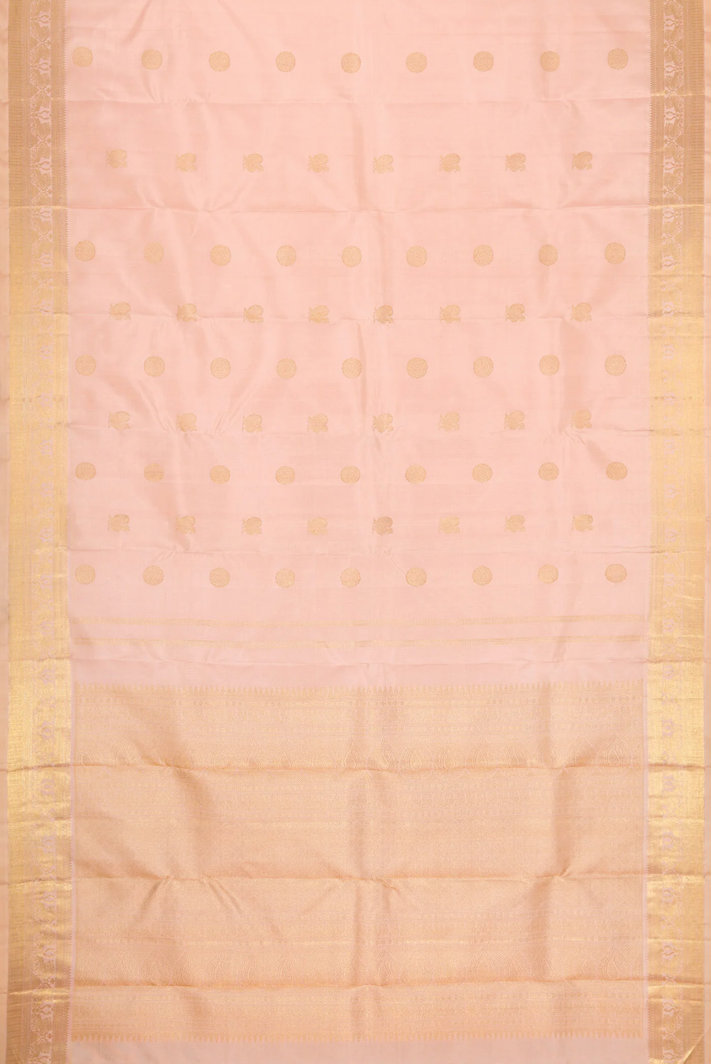 Pure Silk Pure Zari Rose Gold Dual Tone Kanjivaram Saree - Image 6