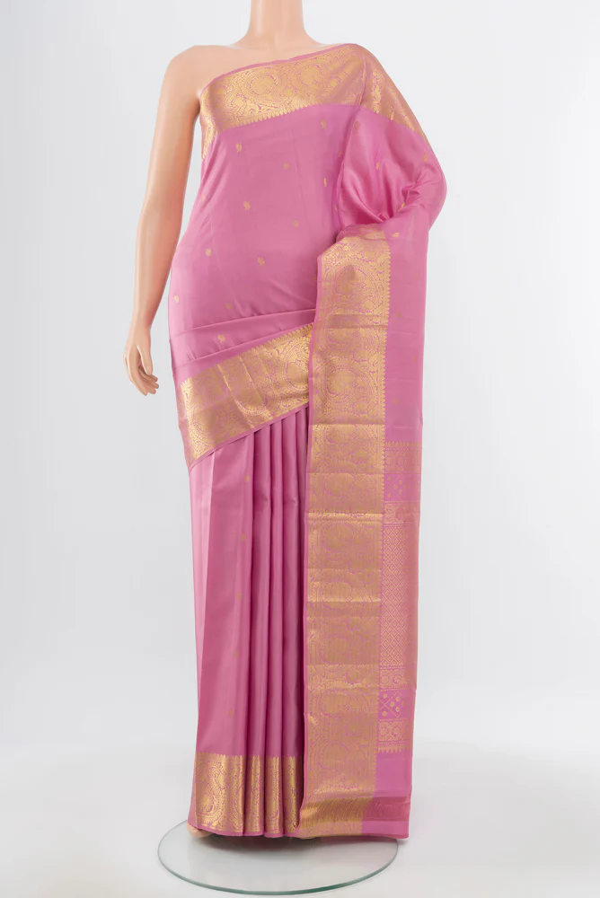 Rose pink Kanchipuram Silk Saree